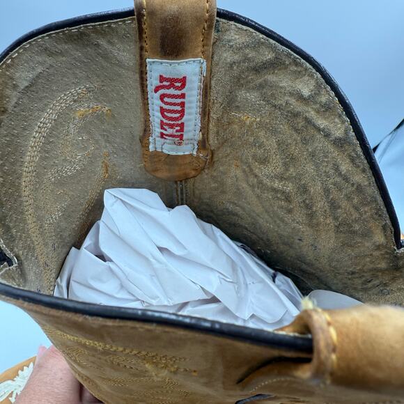 Rudel Camel Embroidered Pointed Men's Western Cowboy Boots Sz 29.5EE - Picture 10 of 14
